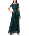 TAHARI ASL EMBROIDERED LACE GOWN