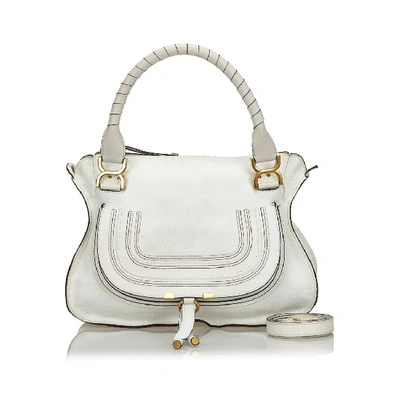 Pre-owned Chloé Leather Marcie Satchel In White