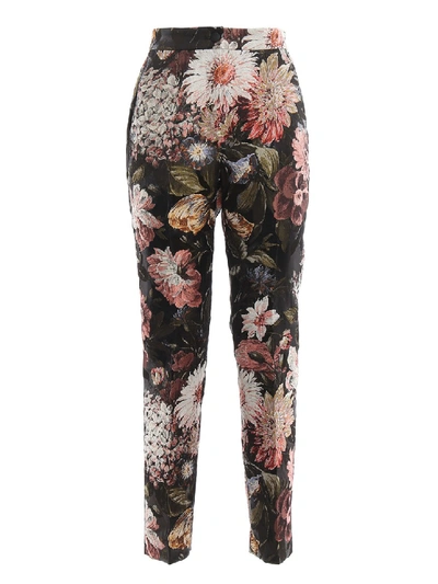 Dolce & Gabbana Floral Lurex Jacquard Trousers In Black