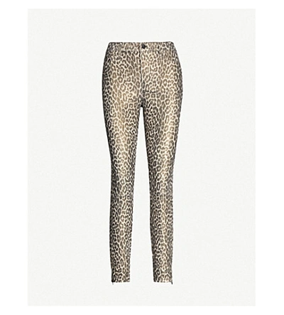 J Brand L8001 Leopard-print Stretch-leather Skinny Pants In Gold