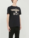 Boy London Metallic Logo-print Cotton-jersey T-shirt In Black,gold Tone