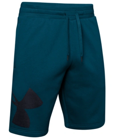 Under Armour Men's Rival Fleece Logo 10" Shorts In Teal Vibe