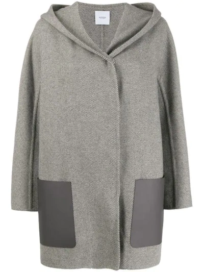 Agnona Contrast Pocket Coat In Grey