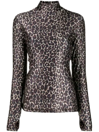 Golden Goose Leopard-print Turtleneck Top In Brown