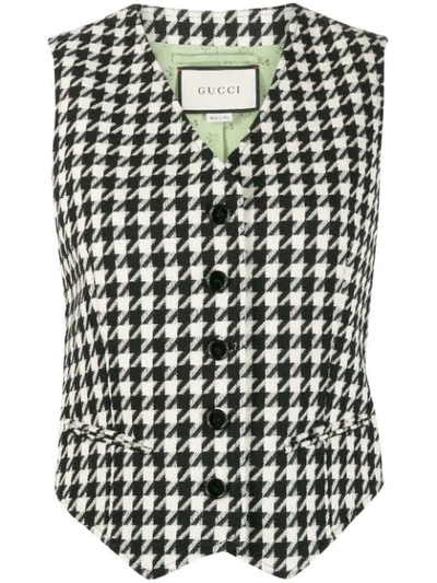 Gucci Houndstooth Single-breasted Waistcoat In Black