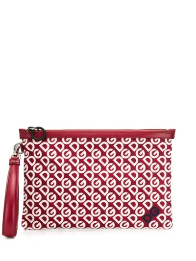 Dolce & Gabbana Logo Clutch Bag In Red