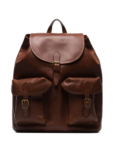 Polo Ralph Lauren Heritage Leather Backpack In Brown