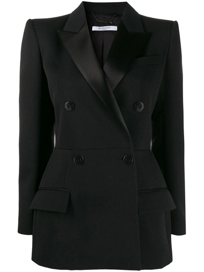 Givenchy Double-breasted Satin-trimmed Wool-blend Twill Blazer In Black