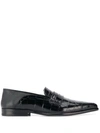 LOEWE CROCODILE EMBOSSED PENNY LOAFERS