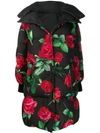 DOLCE & GABBANA ROSE-PRINT PADDED COAT