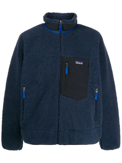 Patagonia Shearling Zipped Jacket In Blue