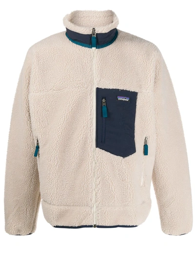 Patagonia Zip-up Shearling Jacket In Natural Blue