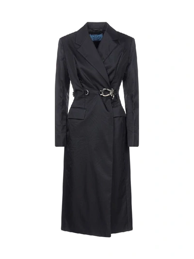 Prada Trench In Gabardine Di Nylon In Nero