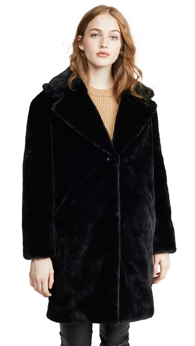 Adrienne Landau Faux Fur Tailored Jacket In Black