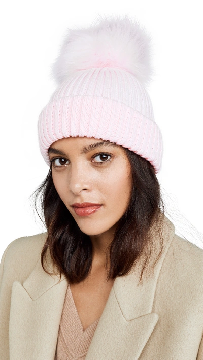 Adrienne Landau Acrylic Knit Hat In Pink/white