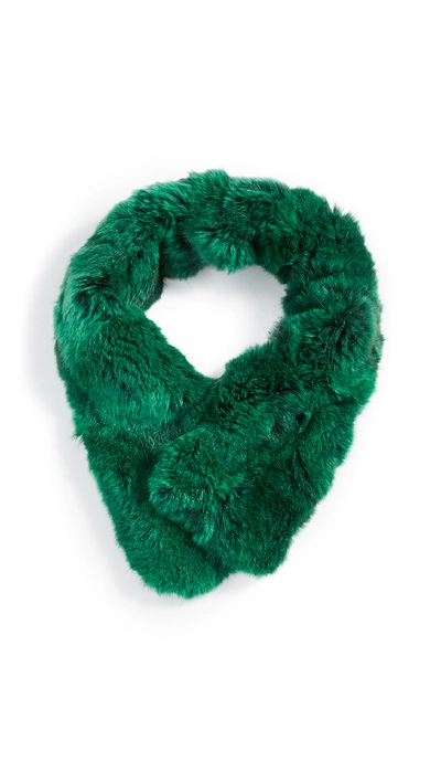 Adrienne Landau Rex Rabbit Clip Scarf In Emerald