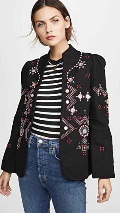 Alix Of Bohemia Anja Black Jacket Folk Embroidery