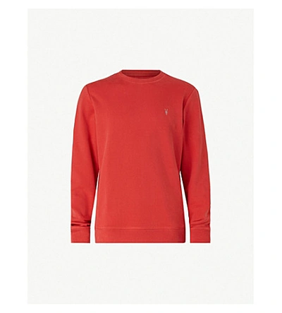 Allsaints Raven Cotton-fleece Sweatshirt In Flash Red