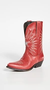 Golden Goose Wish Star Texan Boots In Red Leather In Spritz