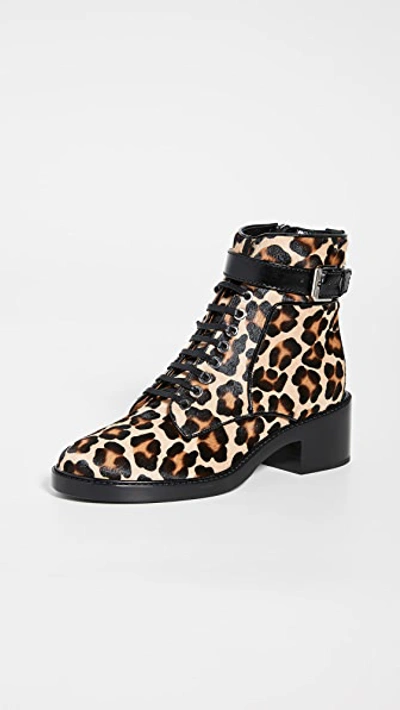 Laurence Dacade Solene Leopard-print Calf Hair Combat Boots In Black