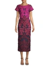 JS COLLECTIONS BOATNECK EMBROIDERED MIDI DRESS,0400094708350