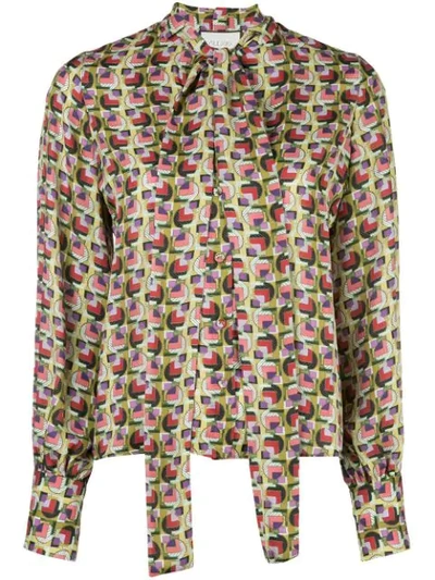 Alexis Londyn Geometric-print Blouse In Green