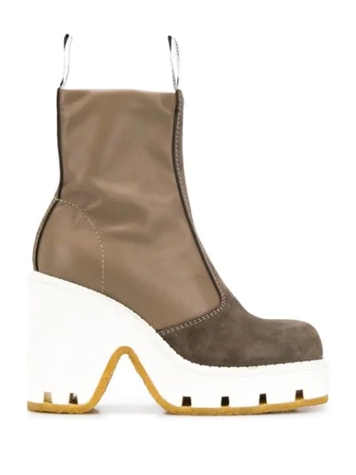 Mm6 Maison Margiela Panelled Chunky Ankle Boots In Grey