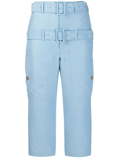 Lanvin Double Belted Cropped Trousers In Blue