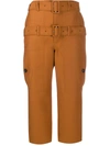 Lanvin Orange Double-belt Cropped Trousers In Brown