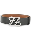 Fendi Logo Plaque Belt In Grey