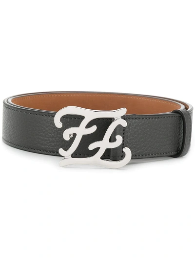 Fendi Logo Plaque Belt In Grey