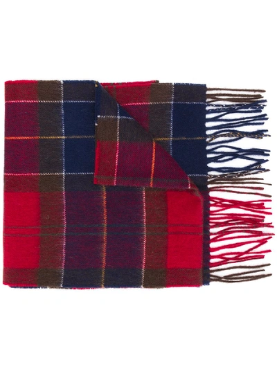 Barbour Tartan Wool-cashmere Scarf In Red