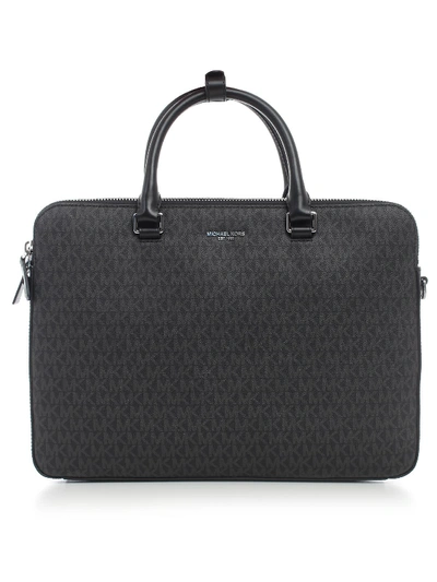 Michael Kors Slim Double Zip Briefcase In Black