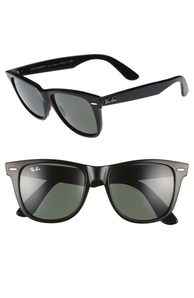 Ray Ban Original Wayfarer Classic Sunglasses Black Frame Green Lenses Polarized 54-18
