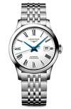 Longines Record Collection 30mm Stainless Steel Bracelet Watch In White