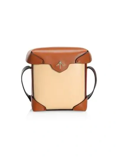 Manu Atelier Women's Mini Pristine Two-tone Leather Box Bag In Vanilla