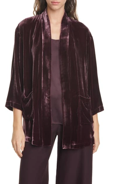 Eileen Fisher Plus Size Velvet Kimono Jacket In Cassis