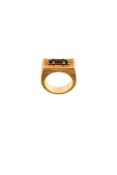 Roberto Cavalli Crystal Ridged Flat Ring In Gold