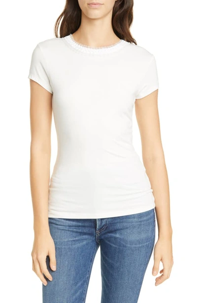 Ted Baker Jacii Embellished Neck Fitted Tee In Ivory