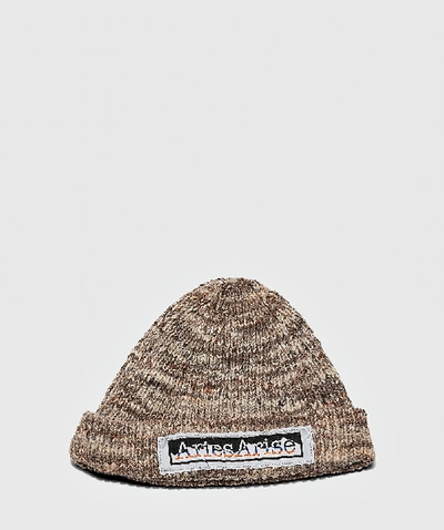 Aries Space-dyed Knitted Beanie In Neutrals