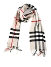 BURBERRY CHECK CASHMERE FRINGED SCARF