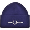 FRED PERRY FRED PERRY LOGO RIBBED BEANIE HAT PURPLE,124840