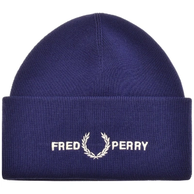 Fred Perry Logo Ribbed Beanie Hat Purple