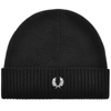 FRED PERRY ROLL UP RIBBED BEANIE HAT BLACK,124835