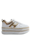 HOGAN H449 WHITE AND GOLD LEATHER SNEAKERS