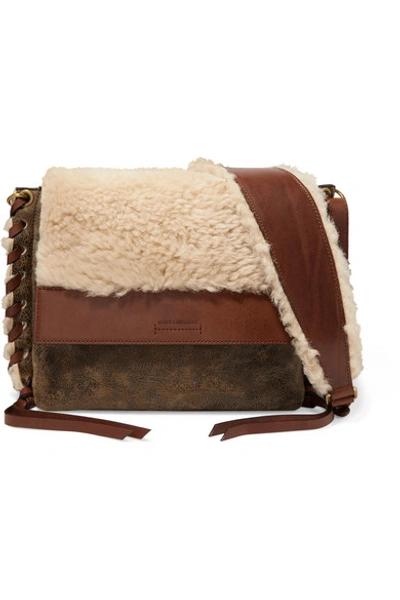Isabel Marant Fleyn Shearling And Leather Shoulder Bag In Brown