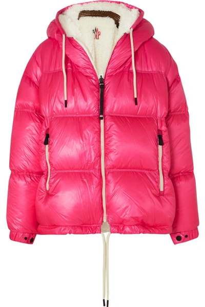 Moncler Hufi Reversible Faux Shearling-trimmed Quilted Down Ski Jacket In Pink