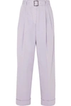 DRIES VAN NOTEN BELTED COTTON-TWILL TAPERED PANTS