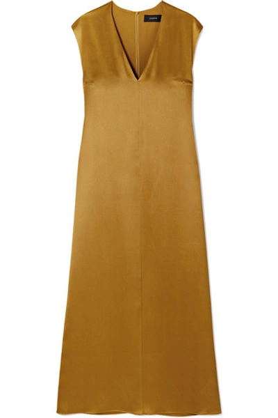 Joseph Donall Silk-satin Midi Dress In Light Brown