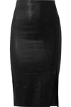 Commando Faux Leather Side Slit Midi Skirt In Black
